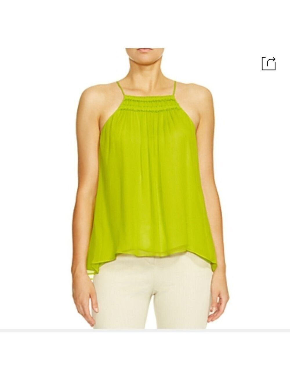 Halston Heritage Square Neck Silk Brat Top